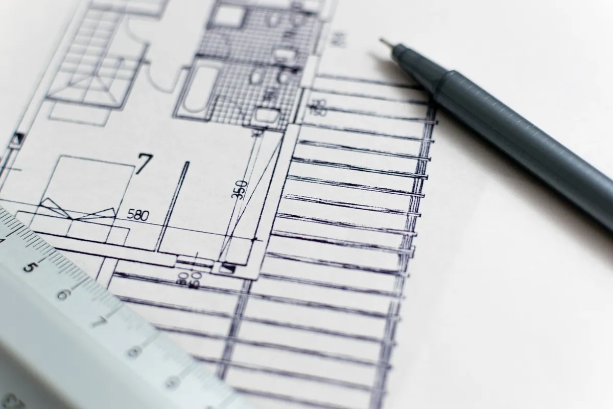 floor plan, construction, building, pencil, architecture, blueprint, design, architect, sketch, drawing, technical, draft, white, ruler, contemporary architectu