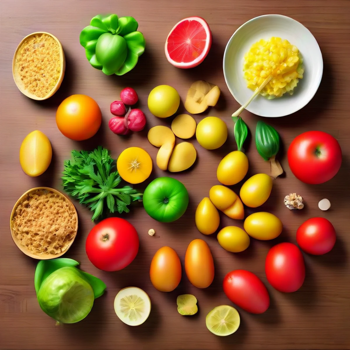 Top-down view of diverse local products representing domestic economy